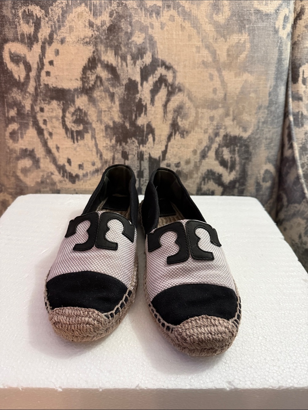 Tory Burch Two-Tone Canvas Espadrille Slip-On - Black & White